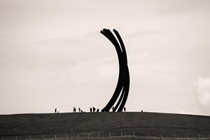 Bernar Venet, ' 88.5° ARC x 8' (2012). Gibbs Farm sculpture park, New Zealand. Photo: © Ginny Fisher & Ocula.